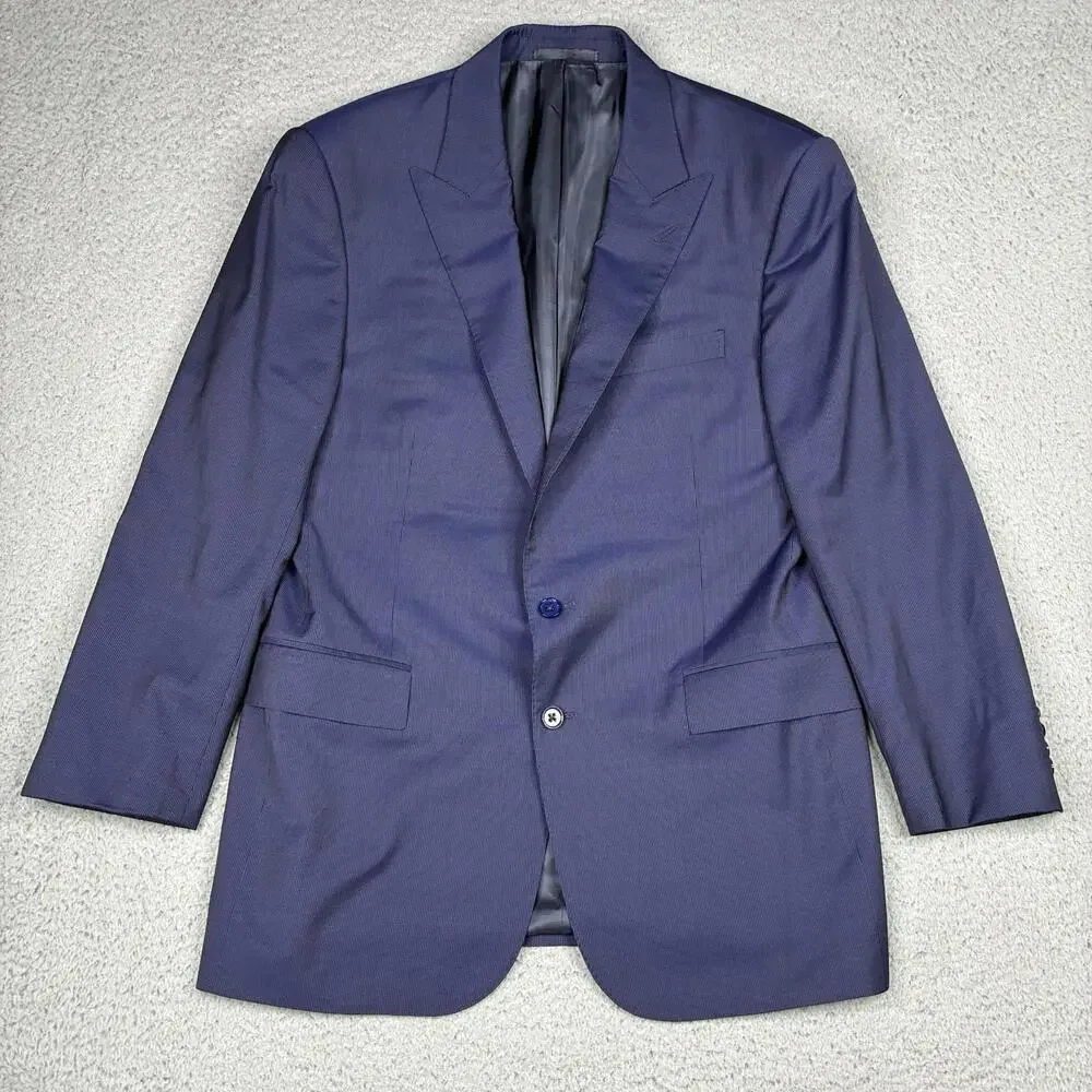 Ralph Lauren Black Label Pinstripe Wool Blazer Men's 42R Navy Blue Made In Italy